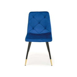 Scaun tapitat living/sufragerie Halmar K438, cadru metal, stil glamour, 45x50x86x47cm, catifea, albastru