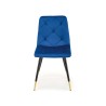 Scaun tapitat living/sufragerie Halmar K438, cadru metal, stil glamour, 45x50x86x47cm, catifea, albastru