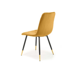 Scaun tapitat living/sufragerie Halmar K438, cadru metal,  stil glamour, 45x50x86x47cm, catifea, galben