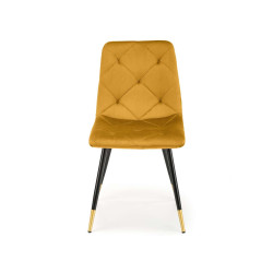 Scaun tapitat living/sufragerie Halmar K438, cadru metal,  stil glamour, 45x50x86x47cm, catifea, galben
