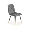 Scaun tapitat living/sufragerie Halmar K438, cadru metal, stil glamour, 45x50x86x47cm, catifea, gri