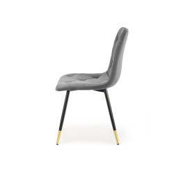 Scaun tapitat living/sufragerie Halmar K438, cadru metal,  stil glamour, 45x50x86x47cm, catifea, gri