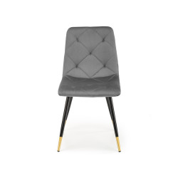 Scaun tapitat living/sufragerie Halmar K438, cadru metal,  stil glamour, 45x50x86x47cm, catifea, gri