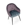 Scaun tapitat living/sufragerie Halmar K440, cadru metal, stil modern, 60x58x82x51cm, catifea, gri/albastru