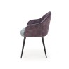 Scaun tapitat living/sufragerie Halmar K440, cadru metal, stil modern, 60x58x82x51cm, catifea, gri/albastru