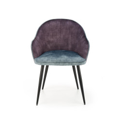 Scaun tapitat living/sufragerie Halmar K440, cadru metal, stil modern, 60x58x82x51cm, catifea, gri/albastru
