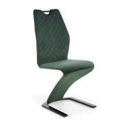 Scaun tapitat living/sufragerie Halmar K442, cadru metal, spatar matlasat, stil modern, 46x61x102x51cm, catifea, verde