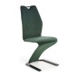 Scaun modern Carla, baza otel cromat forma U, spatar matlasat, catifea verde, 46x61x102x51 cm