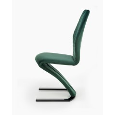 Scaun tapitat living/sufragerie Halmar K442, cadru metal, spatar matlasat, stil modern, 46x61x102x51cm, catifea, verde