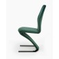 Scaun modern Carla, baza otel cromat forma U, spatar matlasat, catifea verde, 46x61x102x51 cm