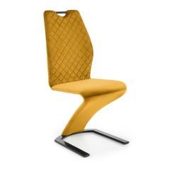 Scaun tapitat living/sufragerie Halmar K442, cadru metal, spatar matlasat, mondern, 46x61x102x51cm, catifea, galben