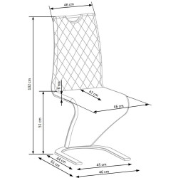Scaun tapitat living/sufragerie Halmar K442, cadru metal, spatar matlasat, mondern, 46x61x102x51cm, catifea, galben