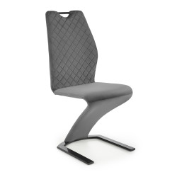 Scaun tapitat living/sufragerie Halmar K442, cadru metal, spatar matlasat, stil, 46x61x102x51cm, catifea, gri
