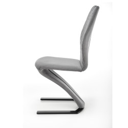 Scaun tapitat living/sufragerie Halmar K442, cadru metal, spatar matlasat, stil, 46x61x102x51cm, catifea, gri