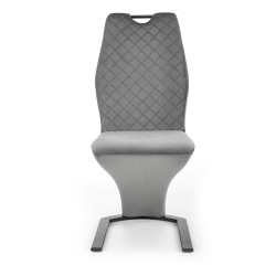 Scaun tapitat living/sufragerie Halmar K442, cadru metal, spatar matlasat, stil, 46x61x102x51cm, catifea, gri