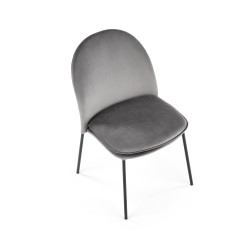 Scaun tapitat living/sufragerie Halmar K443, cadru metal,  stil modern, 50x58x84x48cm, catifea, gri