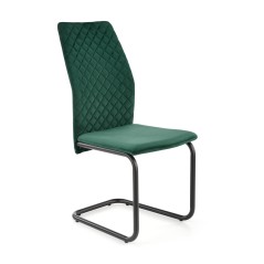 Scaun tapitat living/sufragerie Halmar K444, cadru metal, spatar matlasat, stil modern, 44x54x97x46cm, catifea, verde inchis