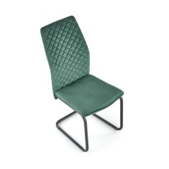Scaun tapitat living/sufragerie Halmar K444, cadru metal, spatar matlasat, stil modern, 44x54x97x46cm, catifea, verde inchis