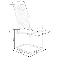 Scaun tapitat living/sufragerie Halmar K444, cadru metal, spatar matlasat, stil modern, 44x54x97x46cm, catifea, verde inchis
