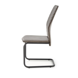 Scaun tapitat living/sufragerie Halmar K444, cadru metal, spatar matlasat, stil modern, 44x54x97x46cm, catifea, gri