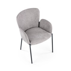 Scaun living/sufragerie Halmar K445, cadru metal,  stil modern, 54x58x80x46cm, textil, gri
