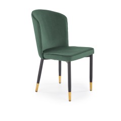 Scaun tapitat living/sufragerie Halmar K446, cadru metal, stil glamour, 51x55x86x47cm, catifea, verde