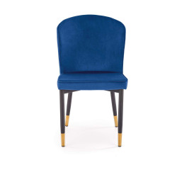 Scaun tapitat living/sufragerie Halmar K446, cadru metal, stil glamour, 51x55x86x47cm, catifea, albastru