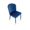 Scaun tapitat living/sufragerie Halmar K446, cadru metal, stil glamour, 51x55x86x47cm, catifea, albastru