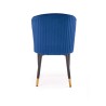 Scaun tapitat living/sufragerie Halmar K446, cadru metal, stil glamour, 51x55x86x47cm, catifea, albastru