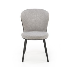 Scaun living tapitat, metalic, stil scandinav, tesatura si piele eco, 49x54x87x46 cm