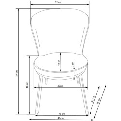 Scaun living/sufragerie Halmar K447, cadru metal,  stil scandinav, 49x54x87x46cm, textil, gri