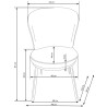 Scaun living/sufragerie Halmar K447, cadru metal, stil scandinav, 49x54x87x46cm, textil, gri