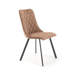 Scaun tapitat living/sufragerie Halmar K450, cadru metal, spatar matlasat, stil modern, 44x58x85x47cm, catifea, bej