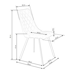 Scaun tapitat living/sufragerie Halmar K450, cadru metal, spatar matlasat, stil modern, 44x58x85x47cm, catifea, bej
