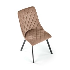Scaun tapitat living/sufragerie Halmar K450, cadru metal, spatar matlasat, stil modern, 44x58x85x47cm, catifea, bej