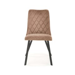 Scaun tapitat living/sufragerie Halmar K450, cadru metal, spatar matlasat, stil modern, 44x58x85x47cm, catifea, bej