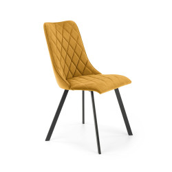 Scaun tapitat living/sufragerie Halmar K450, cadru metal, spatar matlasat, stil modern, 44x58x85x47cm, catifea, galben