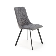 Scaun tapitat living/sufragerie Halmar K450, cadru metal, spatar matlasat, stil modern, 44x58x85x47cm, catifea, gri