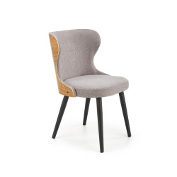Scaun living/sufragerie Halmar K452, cadru metal/lemn,  stil scandinav, 53x56x80x47cm, textil, gri