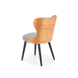 Scaun living/sufragerie Halmar K452, cadru metal/lemn,  stil scandinav, 53x56x80x47cm, textil, gri
