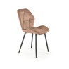Scaun tapitat living/sufragerie Halmar K453, cadru metal, spatar matlasat, stil modern, 48x53x86x50cm, catifea, bej