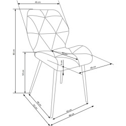 Scaun tapitat living/sufragerie Halmar K453, cadru metal, spatar matlasat, stil modern, 48x53x86x50cm, catifea, bej