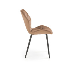 Scaun tapitat living/sufragerie Halmar K453, cadru metal, spatar matlasat, stil modern, 48x53x86x50cm, catifea, bej
