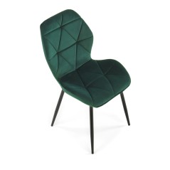 Scaun tapitat living/sufragerie Halmar K453, cadru metal, spatar matlasat, stil modern, 48x53x86x50cm, catifea, verde