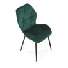 Scaun tapitat living/sufragerie Halmar K453, cadru metal, spatar matlasat, stil modern, 48x53x86x50cm, catifea, verde