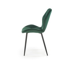 Scaun tapitat living/sufragerie Halmar K453, cadru metal, spatar matlasat, stil modern, 48x53x86x50cm, catifea, verde
