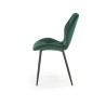 Scaun tapitat living/sufragerie Halmar K453, cadru metal, spatar matlasat, stil modern, 48x53x86x50cm, catifea, verde