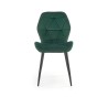 Scaun tapitat living/sufragerie Halmar K453, cadru metal, spatar matlasat, stil modern, 48x53x86x50cm, catifea, verde
