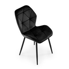 Scaun tapitat living/sufragerie Halmar K453, cadru metal, spatar matlasat, stil modern, 48x53x86x50cm, catifea, negru