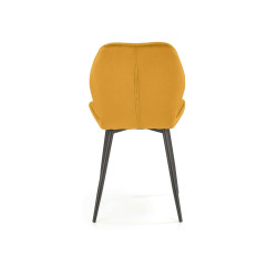 Scaun tapitat living/sufragerie Halmar K453, cadru metal, spatar matlasat, stil modern, 48x53x86x50cm, catifea, galben